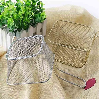SS Kitchen Mesh Basket , Food Strainer Basket For Air Fryer Fast Food Serving
