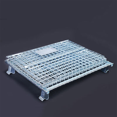 Folding Rolling Wire Mesh Storage Cages Corrosion Protection With Wheels