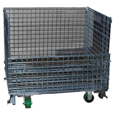 Handmade Collapsible Caster Sustainable Wire Basket With Wheels
